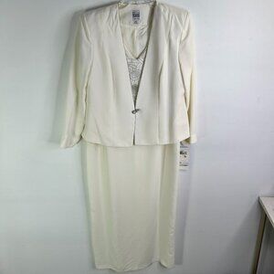 R&M Richards by Karen Kwong Women's Ivory Formal Dress with Jacket - 16P - NWT